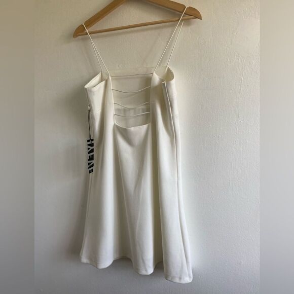 NWT Square neck Strappy Back Mini Dress White Bridal Party Cocktail - Picture 5 of 6